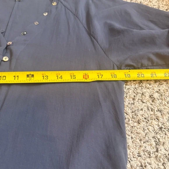 JOHNNY WAS Calme Lightweight Blue Linen Midi Dress with Slip Button Neckline XS - Picture 6 of 10